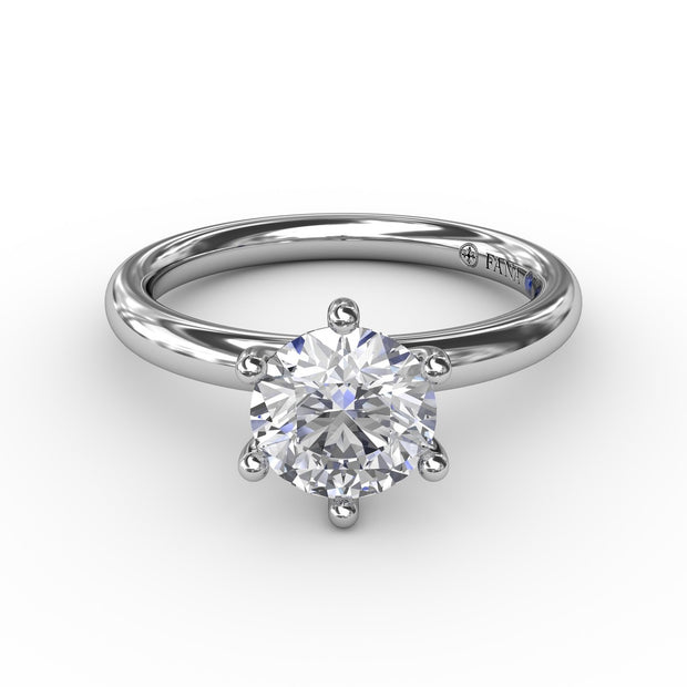 Classic Six-Prong Round Diamond Solitaire Engagement Ring