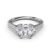 Emerald Cut Side Stone Engagement Ring