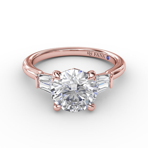 Double Baguette Diamond Engagement Ring