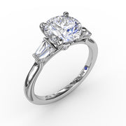 Double Baguette Diamond Engagement Ring