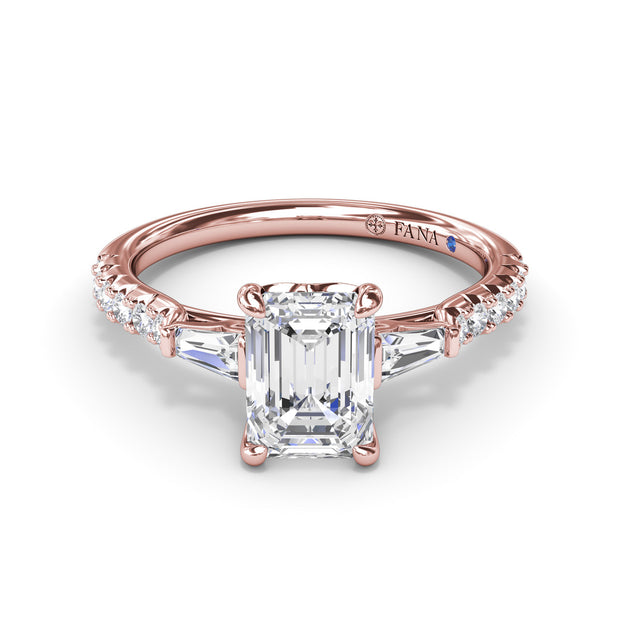 Emerald Cut and Tapered Baguette Engagement Ring