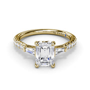 Emerald Cut and Tapered Baguette Engagement Ring