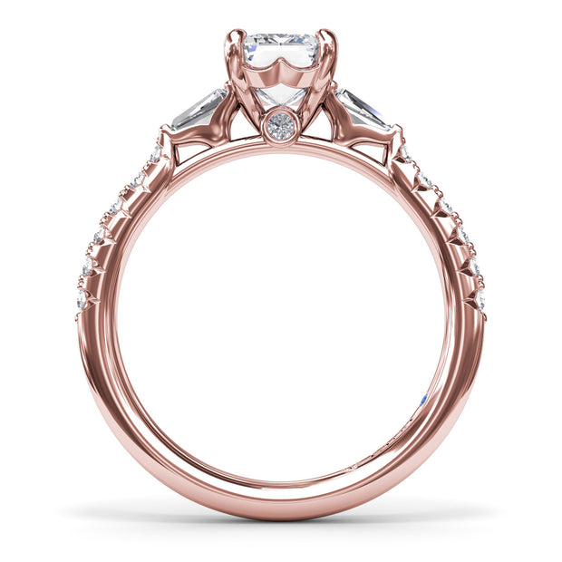 Emerald Cut and Tapered Baguette Engagement Ring
