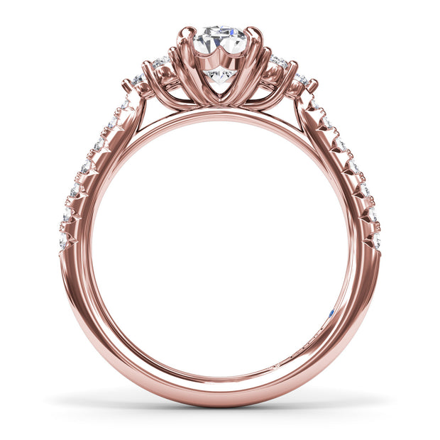 Clustered Diamond Engagement Ring