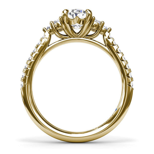 Clustered Diamond Engagement Ring