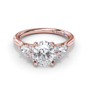 Pear Side Cluster Diamond Engagement Ring