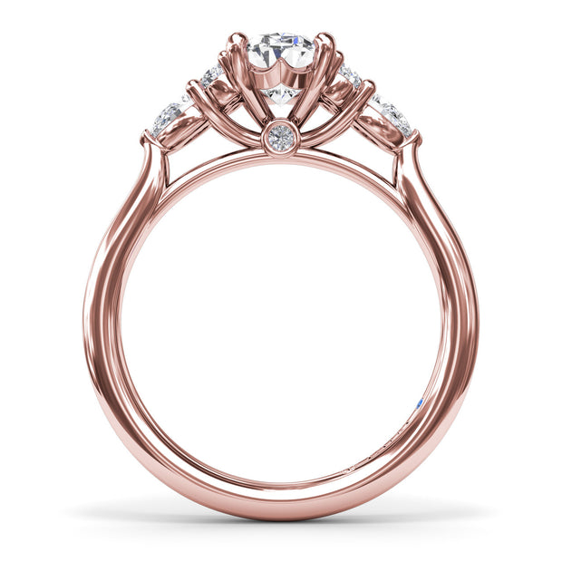 Pear Side Cluster Diamond Engagement Ring