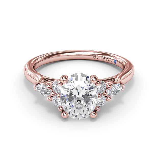 Marquise Side Cluster Diamond Engagement Ring