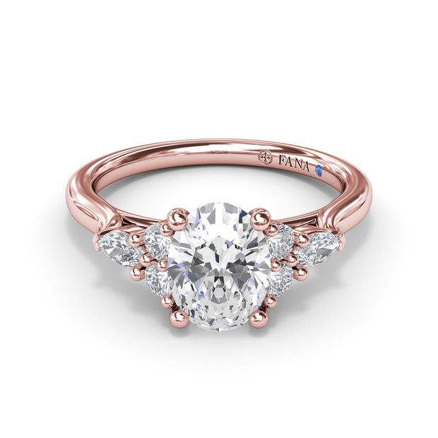 Marquise Side Cluster Diamond Engagement Ring