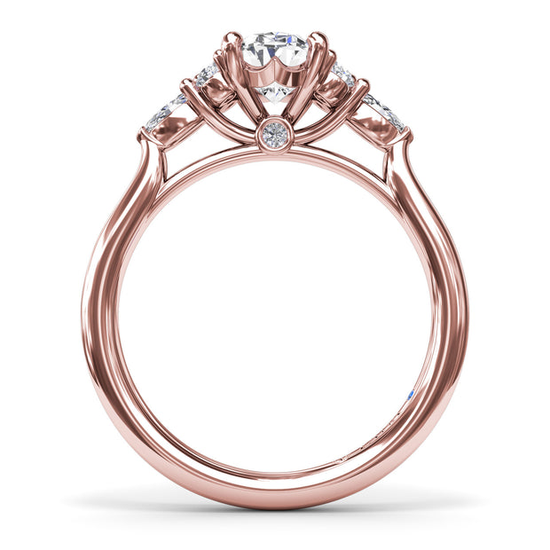 Marquise Side Cluster Diamond Engagement Ring