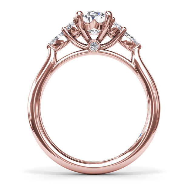 Marquise Side Cluster Diamond Engagement Ring
