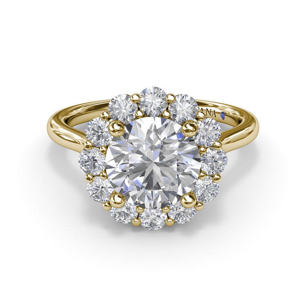 Floral Halo Diamond Engagement Ring