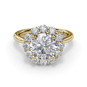 Floral Halo Diamond Engagement Ring
