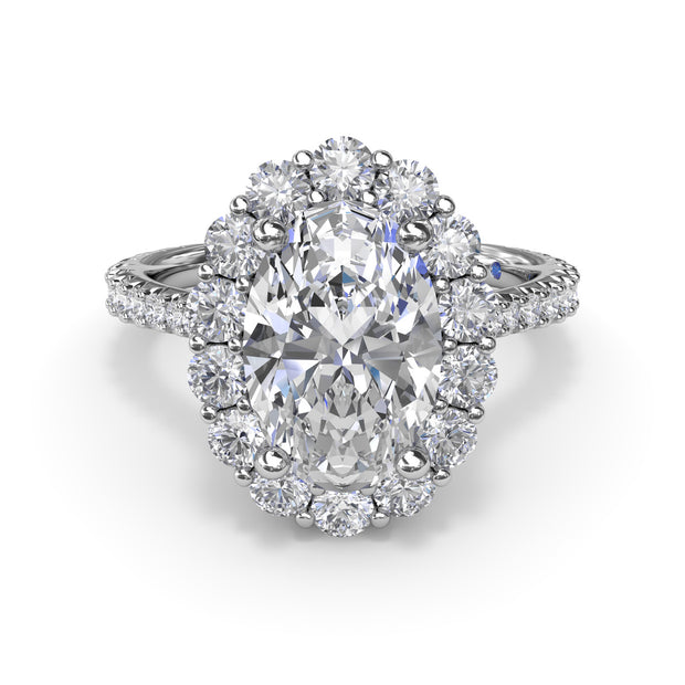 Floral Halo Diamond Engagement Ring