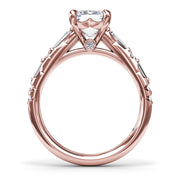 Alternating Baguette and Round Diamond Engagement Ring