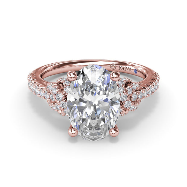 Oval Love Knot Diamond Engagement Ring