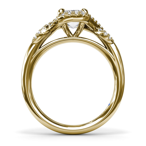 Emerald Love Knot Diamond Engagement Ring