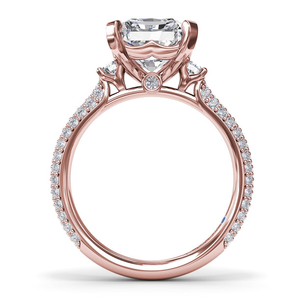 Side Stone Pavé Diamond Engagement Ring