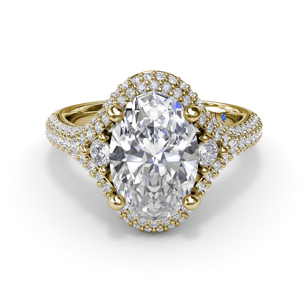 Double Pavé Diamond Halo Engagement Ring