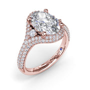 Double Pavé Diamond Halo Engagement Ring