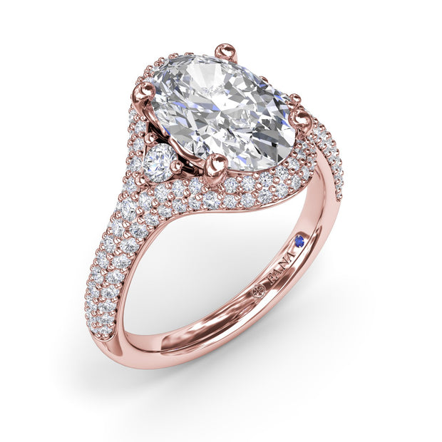 Double Pavé Diamond Halo Engagement Ring
