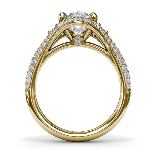 Double Pavé Diamond Halo Engagement Ring