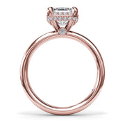 Emerald Cut Halo Diamond Engagement Ring