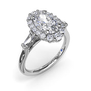 Diamond Baguette Halo Engagement Ring
