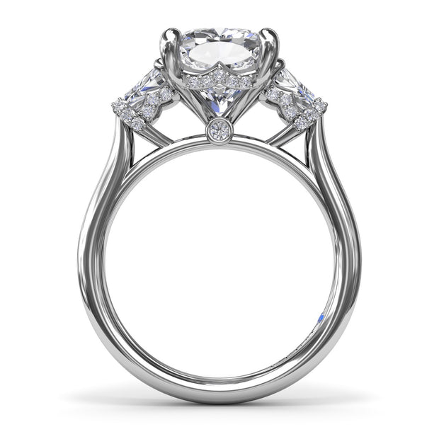 Three Stone Trapezoid Diamond Engagement Ring