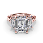 Three Stone Emerald Cut Diamond Engagement Ring