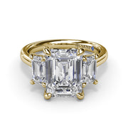 Three Stone Emerald Cut Diamond Engagement Ring