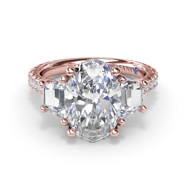 Three Stone Oval Diamond Engagement Ring