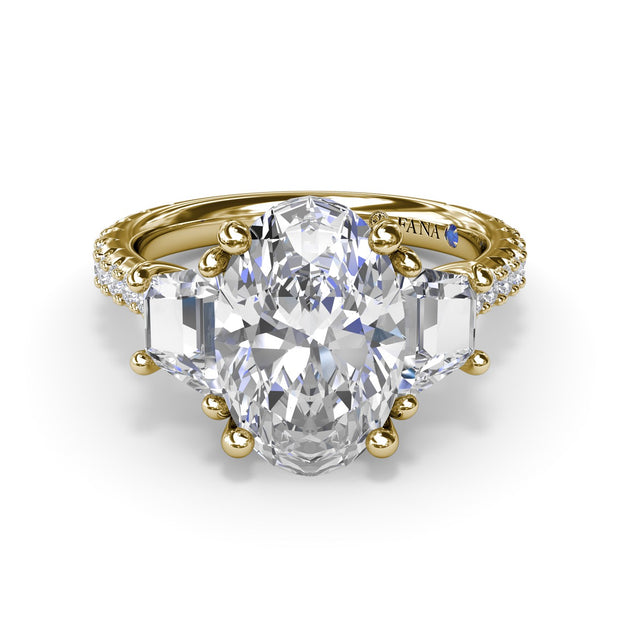 Three Stone Oval Diamond Engagement Ring