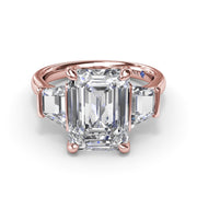 Three Stone Trapezoid Diamond Engagement Ring