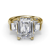 Three Stone Trapezoid Diamond Engagement Ring
