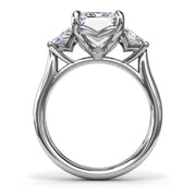 Three Stone Trapezoid Diamond Engagement Ring