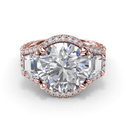 Complete Halo Three Stone Engagement Ring