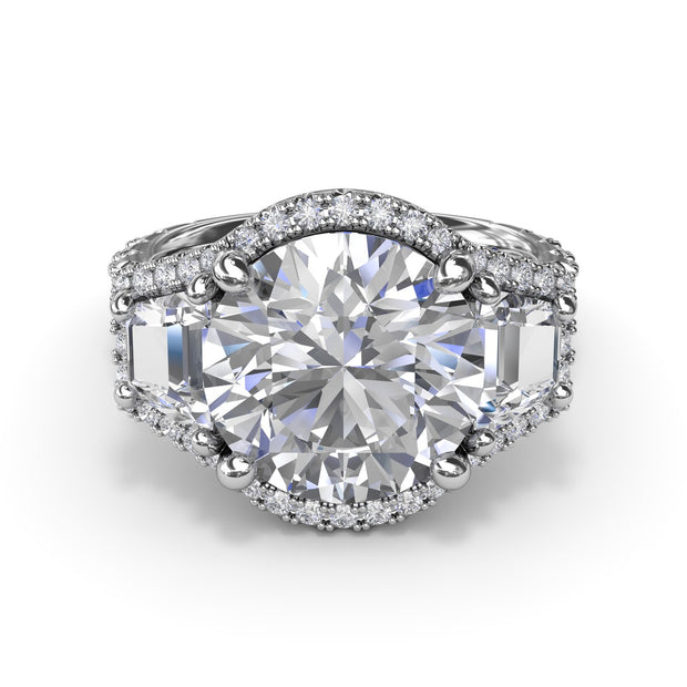 Complete Halo Three Stone Engagement Ring