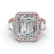 Three Stone Trapezoid Diamond Engagement Ring