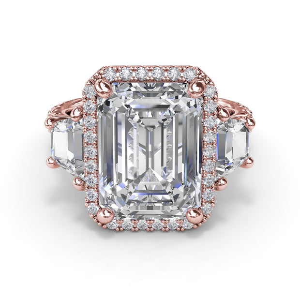 Three Stone Trapezoid Diamond Engagement Ring