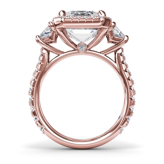 Three Stone Trapezoid Diamond Engagement Ring