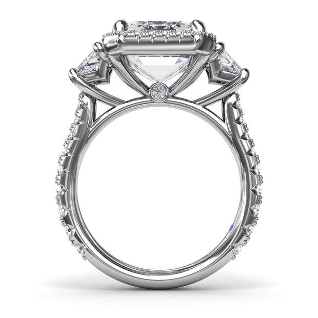 Three Stone Trapezoid Diamond Engagement Ring