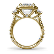 Three Stone Trapezoid Diamond Engagement Ring