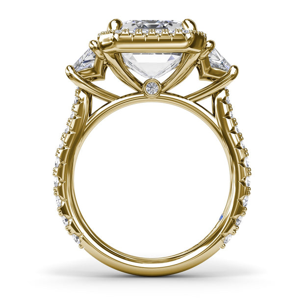 Three Stone Trapezoid Diamond Engagement Ring