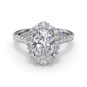 Oval Diamond Graduated Halo Engagement Ring