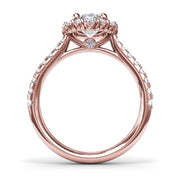 Oval Diamond Graduated Halo Engagement Ring