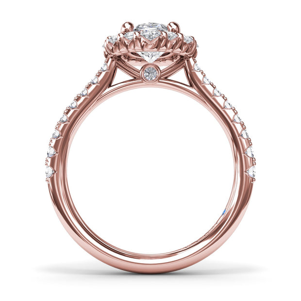 Oval Diamond Graduated Halo Engagement Ring