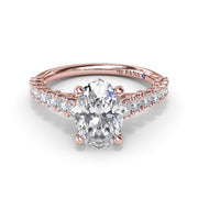 Trellis Set Oval Diamond Engagement Ring