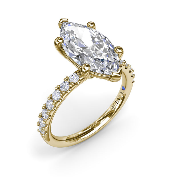 Classic Pave Marquise Diamond Engagement Ring