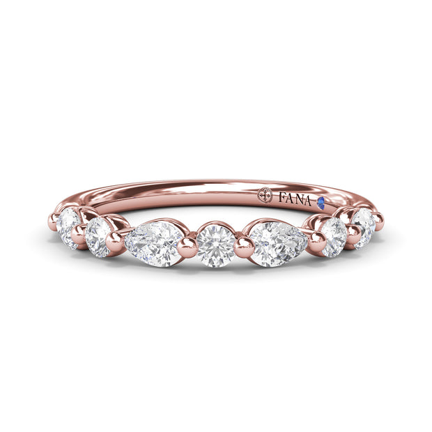Alternating Round and Teardrop Diamond Wedding Band